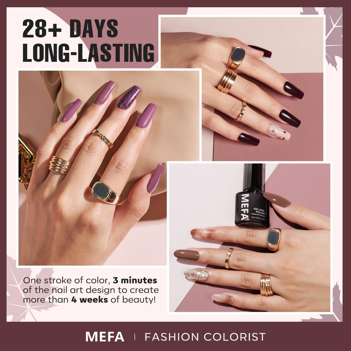 MEFA champagne gold glitter polish swatch sparkling to highlight accent nail potential