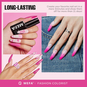 MEFA swatch strip of six pink tones for quick color choice
