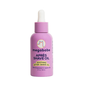 Megababe front bottle shot showing clear label and compact size for travel