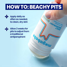 Megababe Beachy Pits applied on arm demonstrating smooth no-tug feel