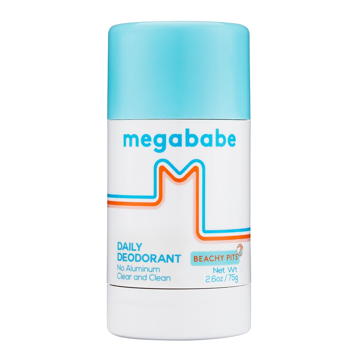 Megababe Beachy Pits front packaging showing bright fresh scent benefits