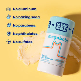 Megababe Beachy Pits next to hand showing compact 2.6 ounce size