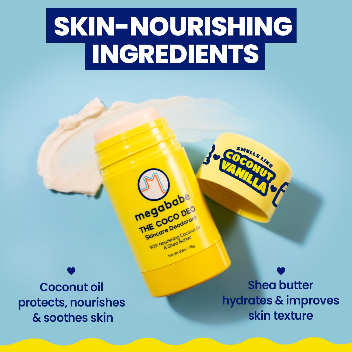 Megababe Coco Deo applied by hand demonstrating easy application and skin comfort