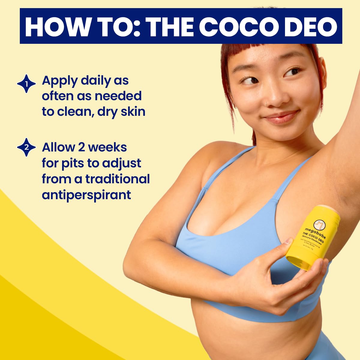 Megababe Coco Deo size compared to a hand to show portable 2.6 oz convenience