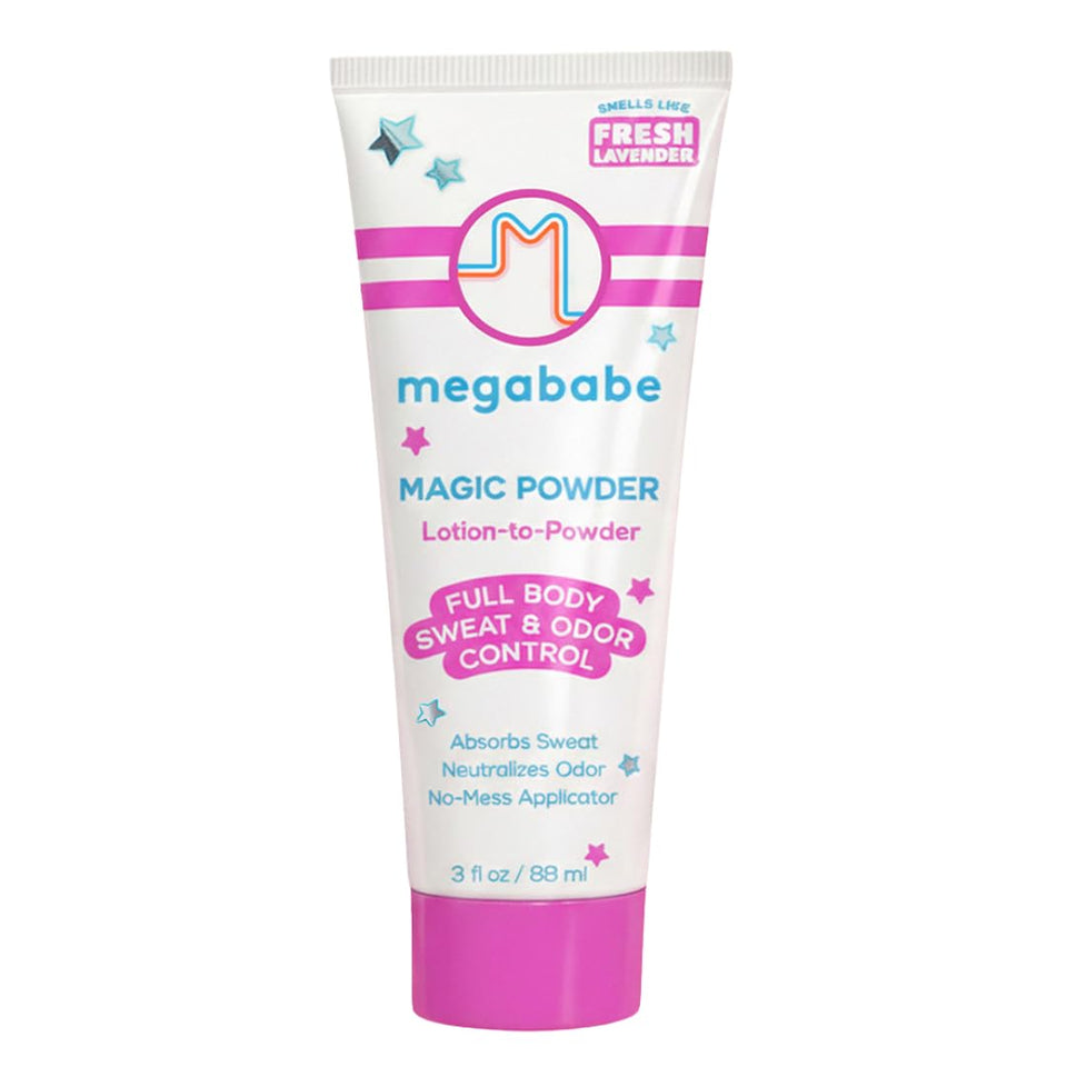 Megababe front packaging showing product and benefit of staying dry