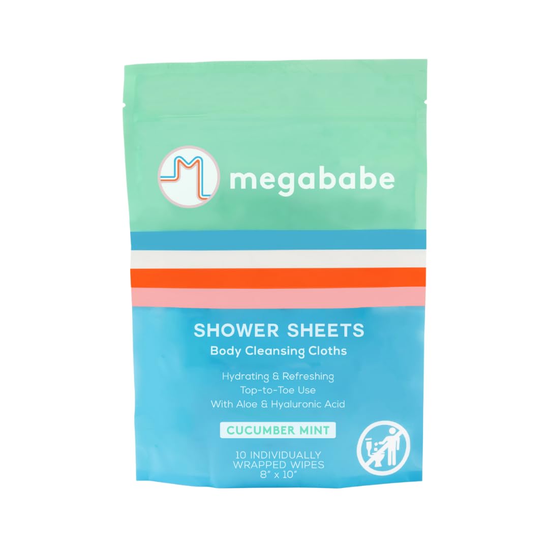 Megababe front pouch showing cucumber mint scent and pack benefit
