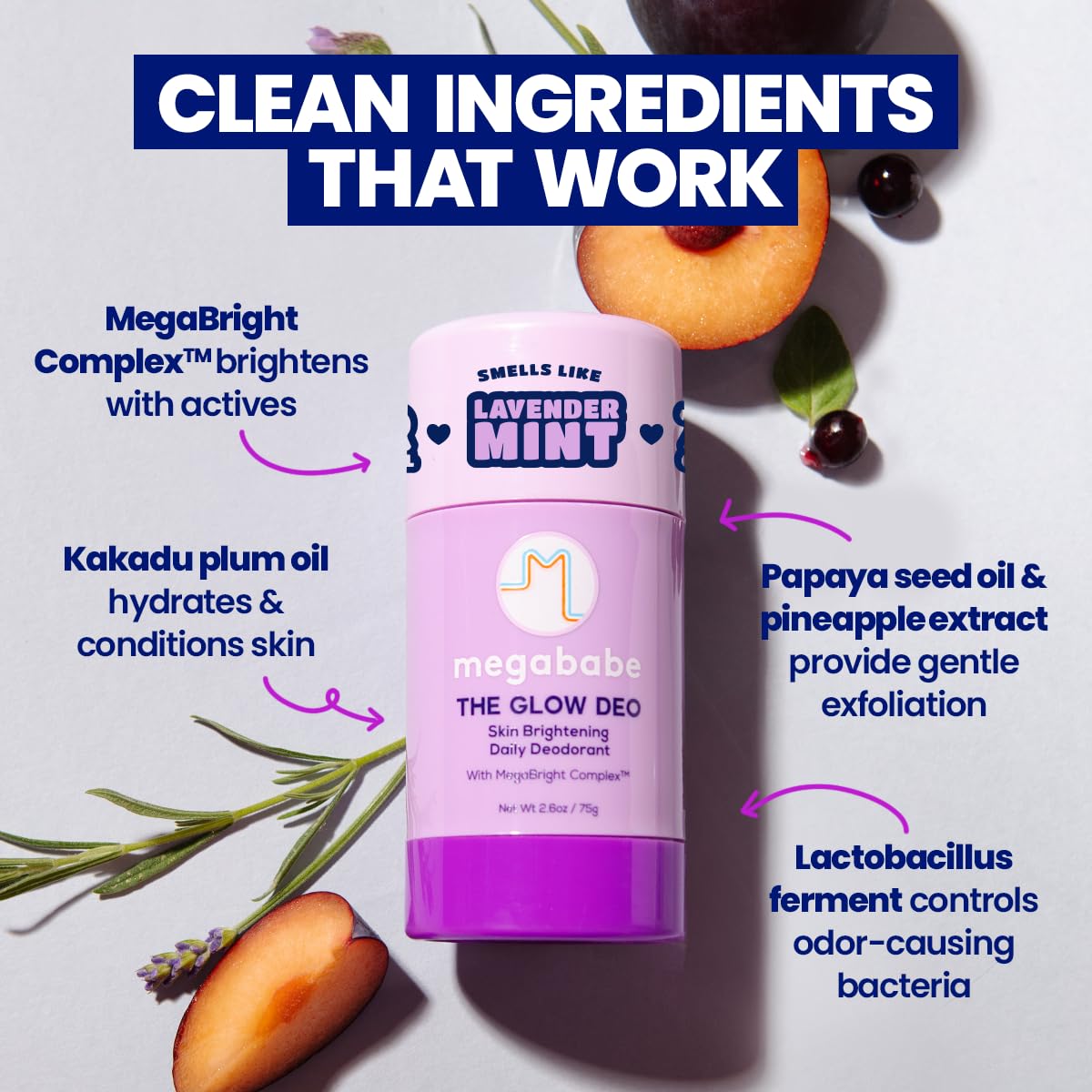 Megababe Glow Deo in hand for size reference and travel-friendly benefit
