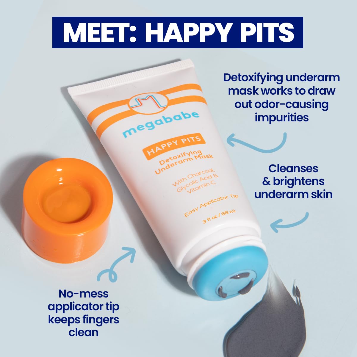 Megababe applicator detail illustrating no-mess application and targeted delivery
