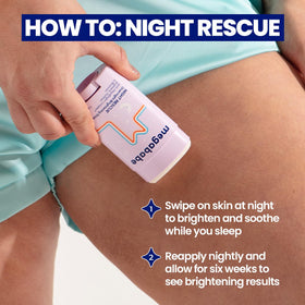 Megababe Night Rescue packaging with ingredient list showing MegaBright Complex and clean formulation