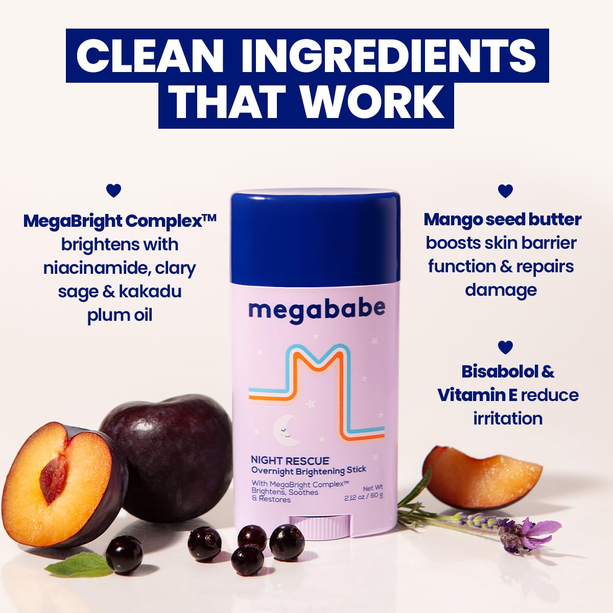 Megababe Night Rescue surface texture detail highlighting smooth stick formula for comfortable wear