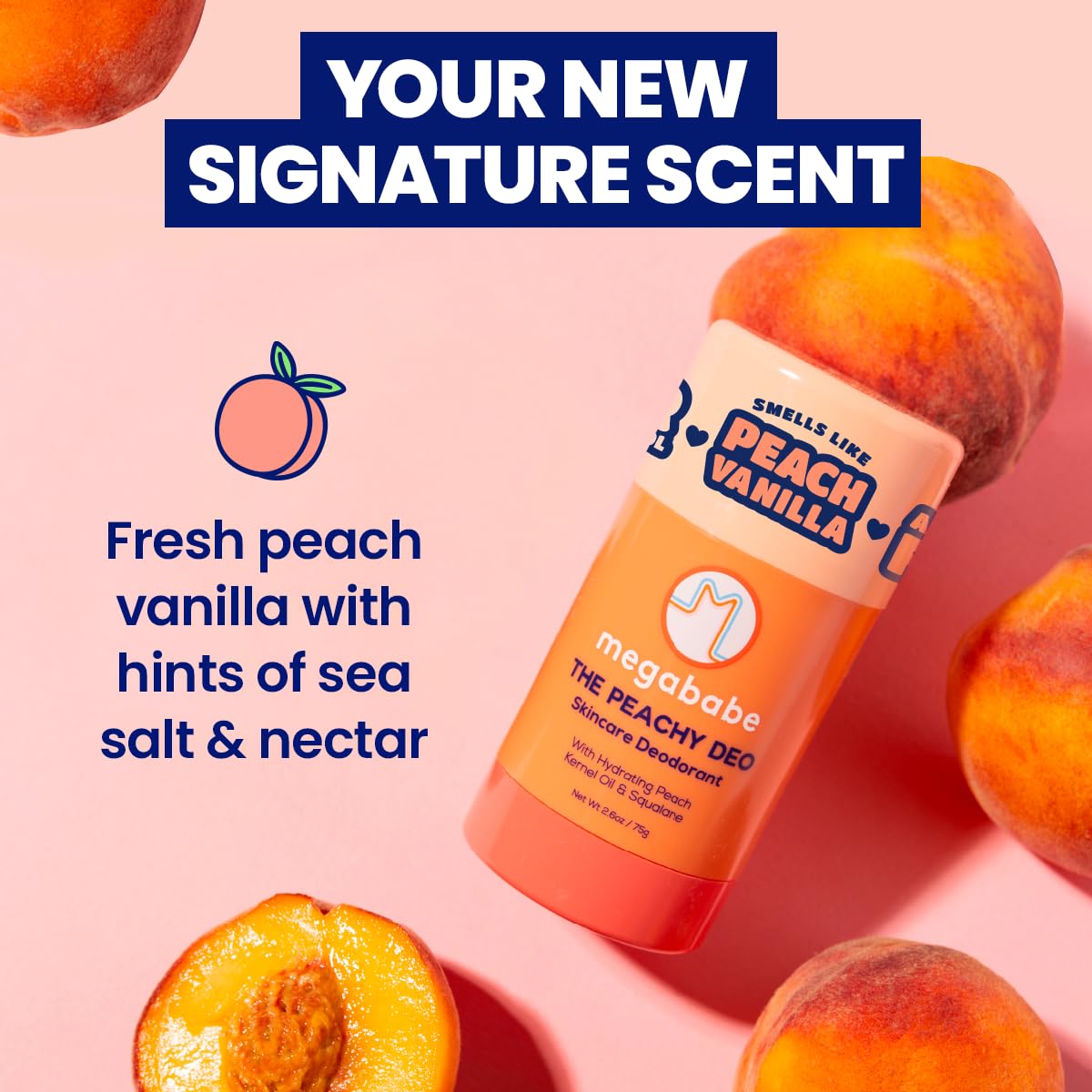 Megababe Peachy Deo texture close-up highlighting smooth glide and creamy finish