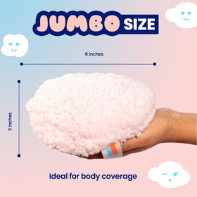 Megababe puff applying powder to leg for fast, full coverage