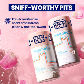 Megababe Rosy Pits close-up label highlighting gentle ingredients