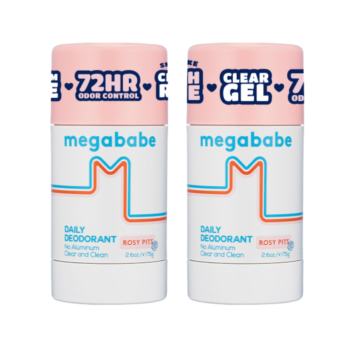 Megababe Rosy Pits front packaging showing clear stick benefit