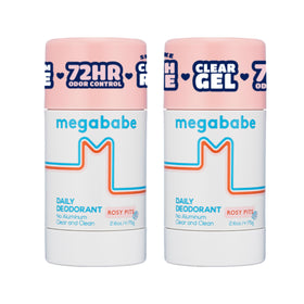 Megababe Rosy Pits front packaging showing clear stick benefit