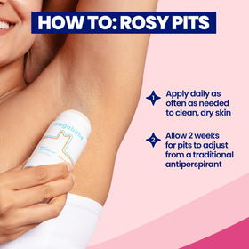 Megababe Rosy Pits in beach scene for summer odor control benefit