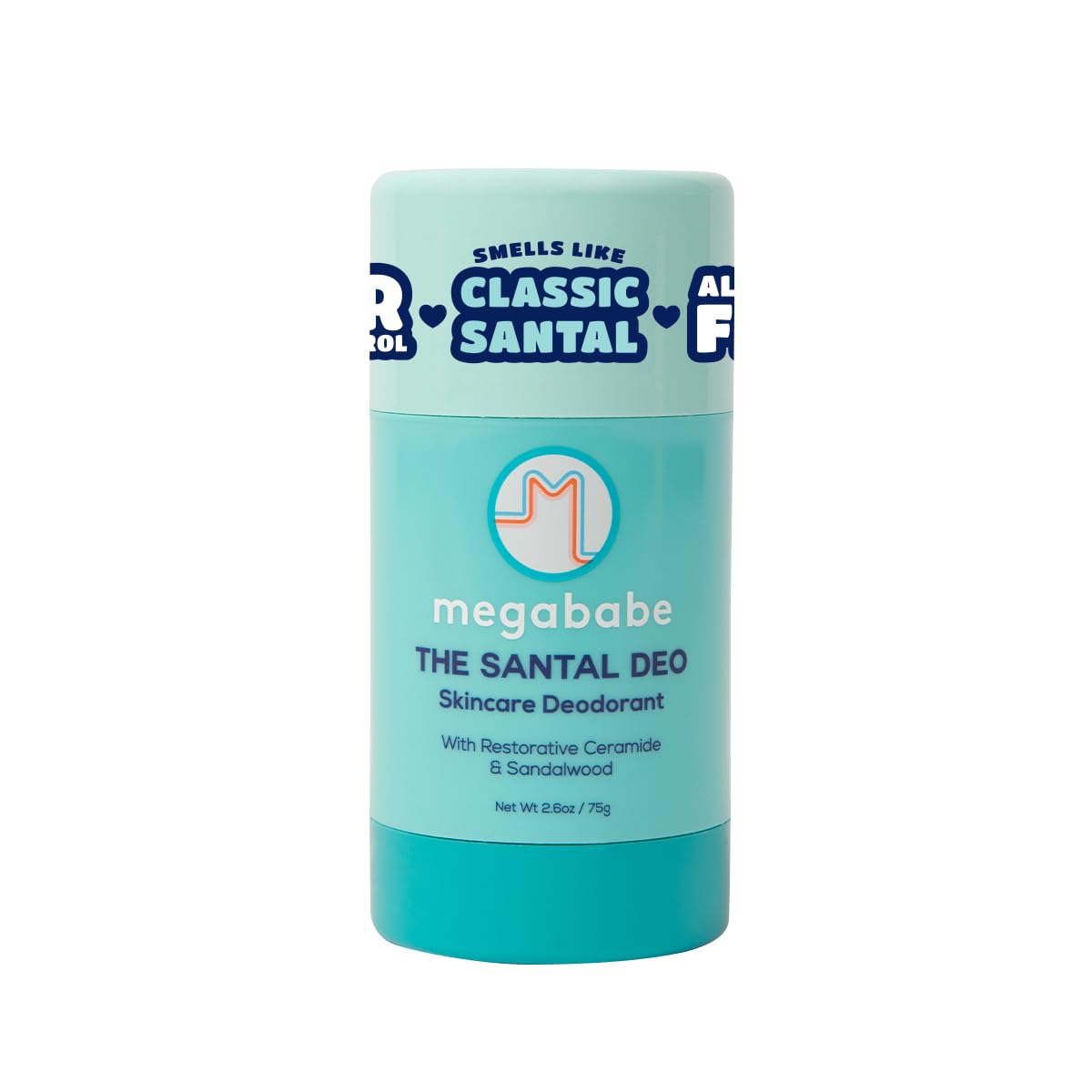 Megababe Santal front stick showing compact travel-ready design and long-lasting protection