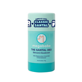 Megababe Santal front stick showing compact travel-ready design and long-lasting protection