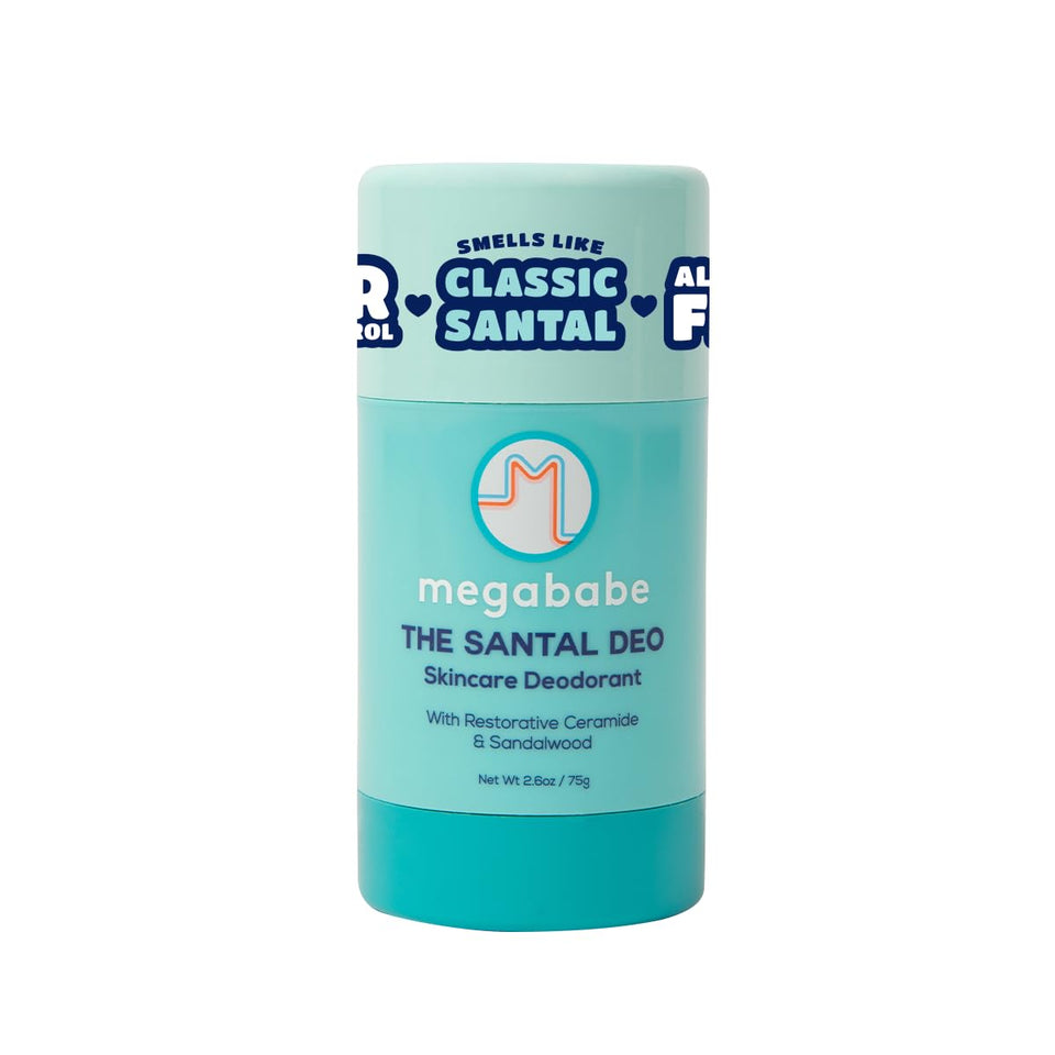 Megababe Santal front stick showing compact travel-ready design and long-lasting protection