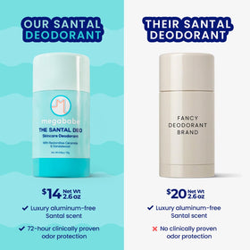 Megababe Santal in-hand application demonstrating easy glide and no-tug comfort