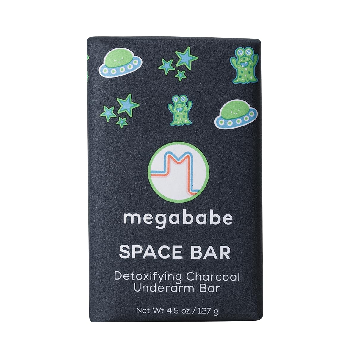 Megababe Space Bar front packaging showing product and label for clean pits