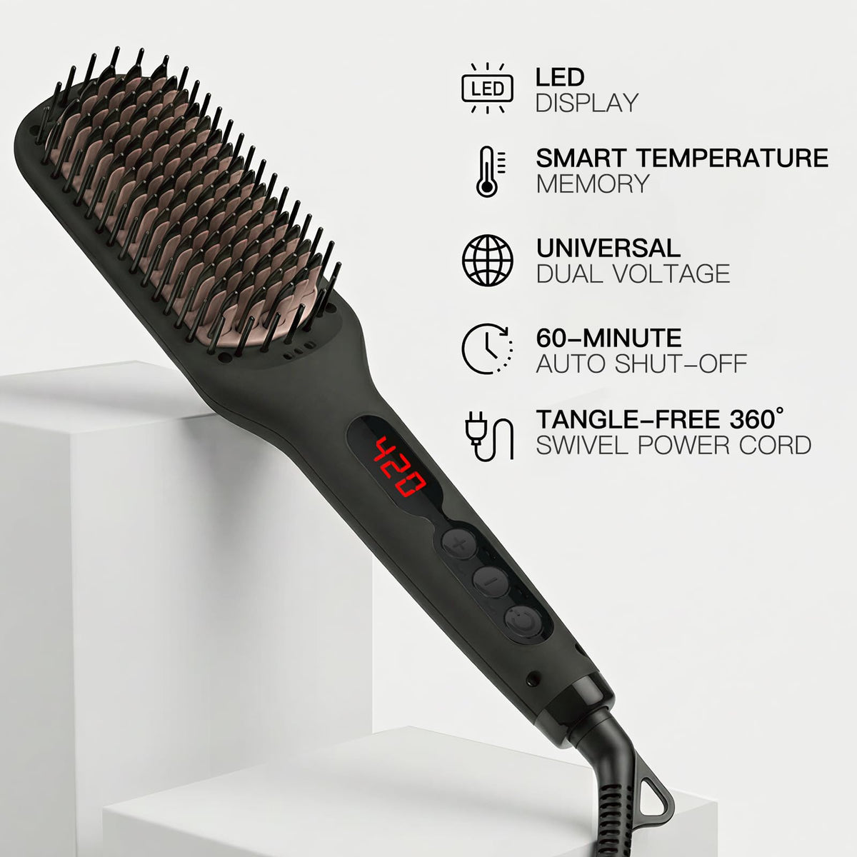 MEGAWISE brush in use smoothing long hair for shinier, softer results