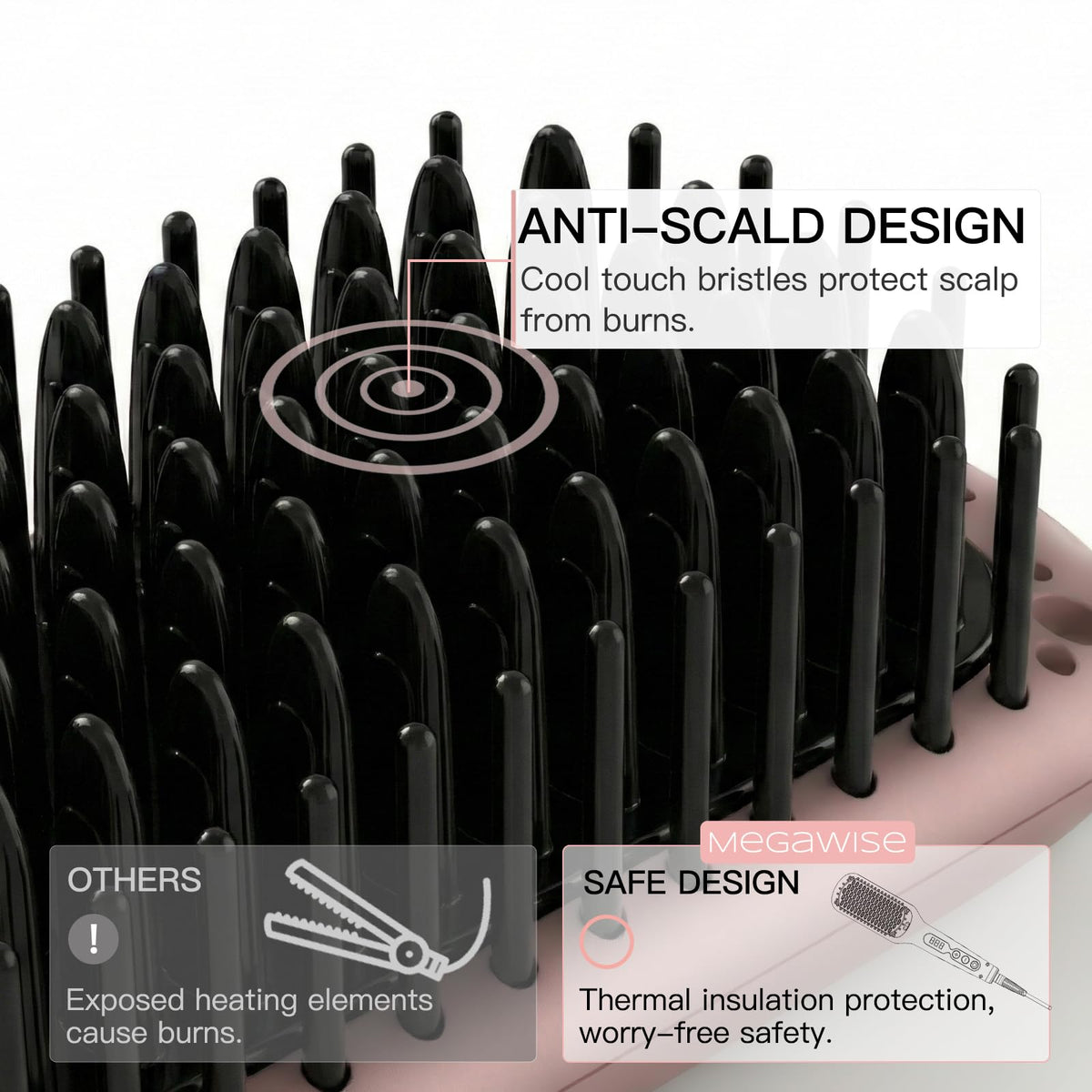 MEGAWISE compact brush packed in travel bag for portable styling