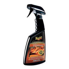 Meguiar's close-up showing conditioner absorbing into leather to restore softness