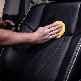 Meguiar's 16 oz bottle next to a hand for size comparison and portability