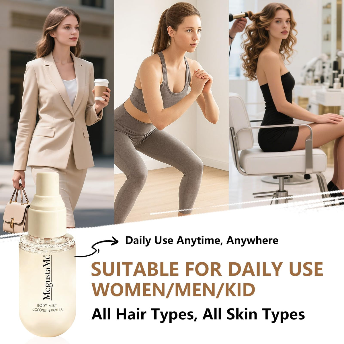 MegustaMe being applied to hair for long-lasting scented finish