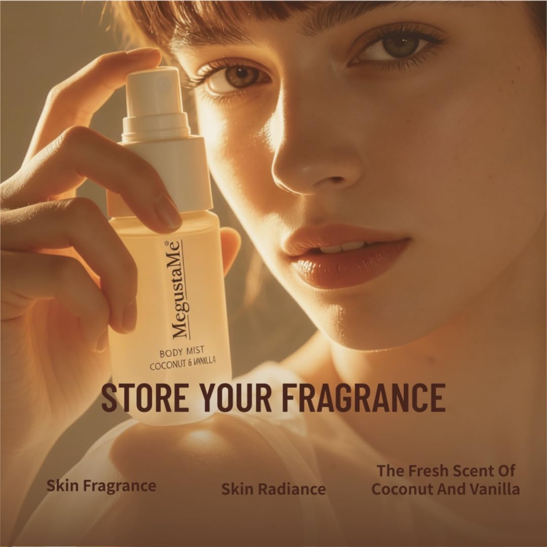 MegustaMe bottle spraying mist for quick refreshing scent on the go