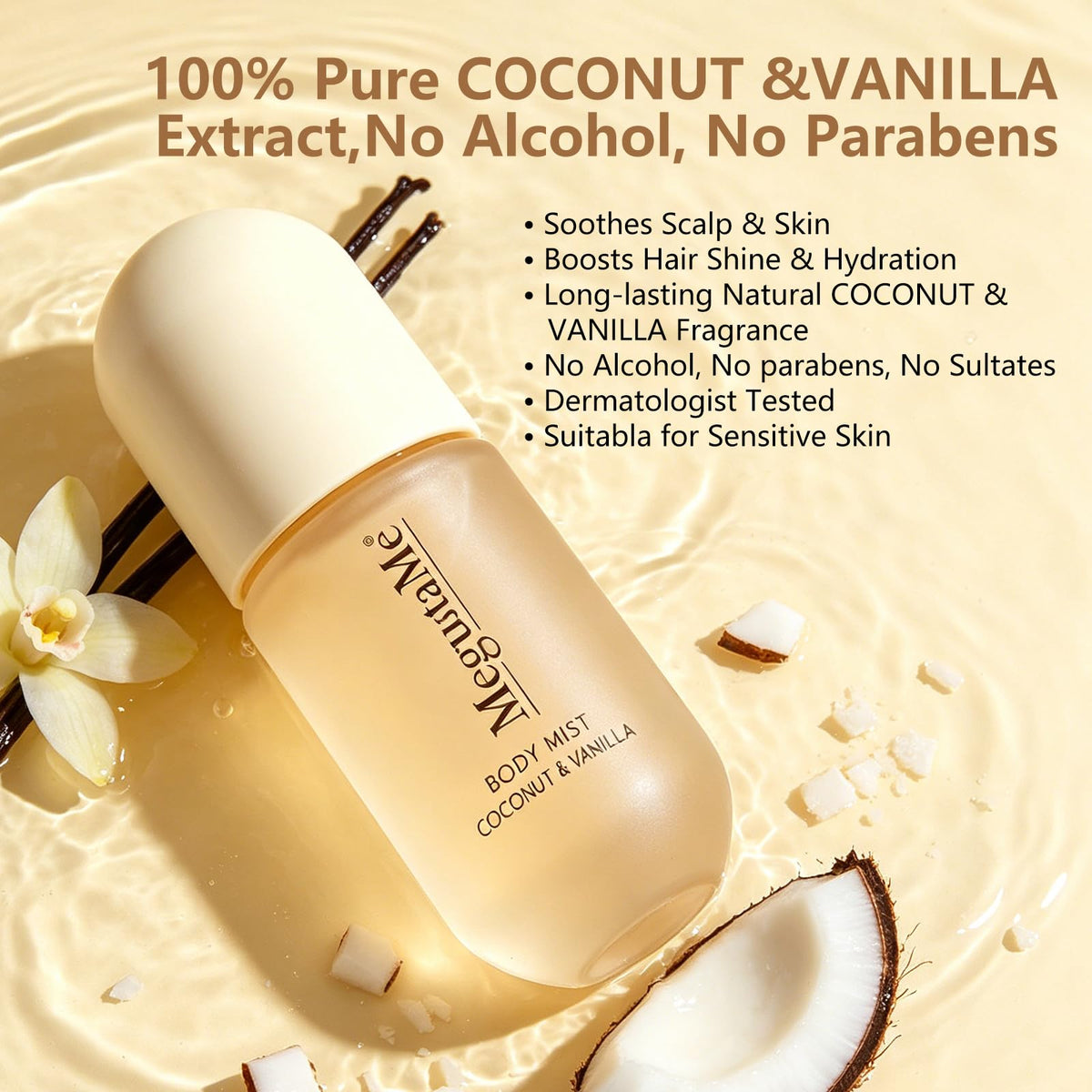 MegustaMe mist on skin illustrating lightweight, non-sticky finish