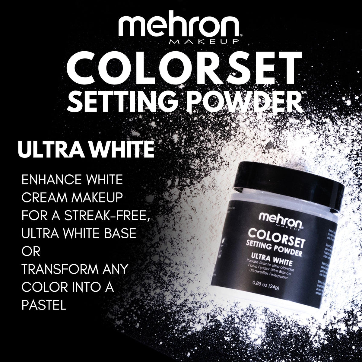 Mehron dusting with brush to remove excess powder for natural matte benefit