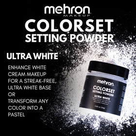 Mehron dusting with brush to remove excess powder for natural matte benefit