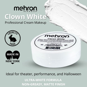 Mehron Clown White warmed in palm before application for easier coverage benefit