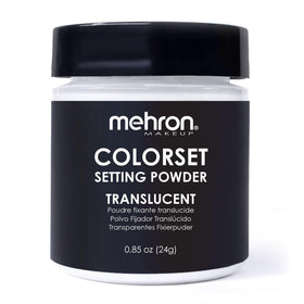 Mehron Colorset translucent front packaging showing branding and jar