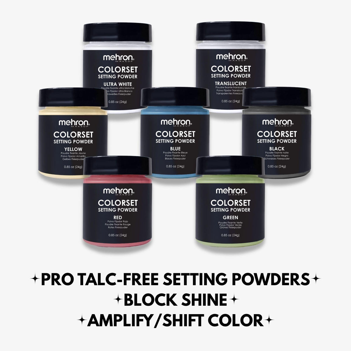 Mehron Colorset translucent jar in hand to show .85 oz size and portability
