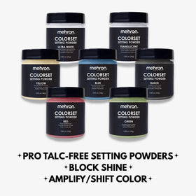 Mehron Colorset translucent jar in hand to show .85 oz size and portability