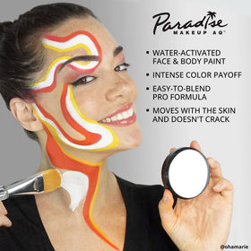 Mehron Paradise black size comparison next to coin for clear scale and portability benefit