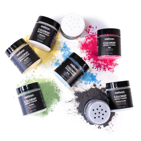 Mehron jar next to coin showing compact travel-friendly size benefit