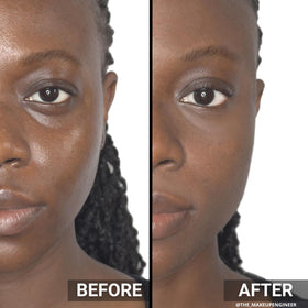 Mehron applied to model before foundation to show longer-lasting makeup benefit
