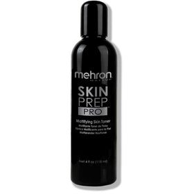 Mehron bottle front packaging showing brand and matte toner benefit