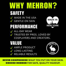 Mehron Spirit Gum adhesive bottle close-up highlighting precise application benefit