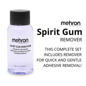 Mehron Spirit Gum holding a prosthetic on an actor illustrating secure long wear