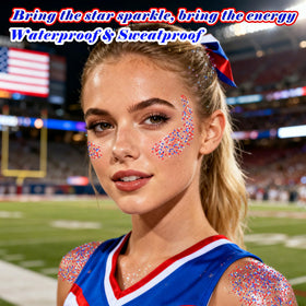 MEICOLY applied on cheek at festival delivering long-lasting patriotic shine
