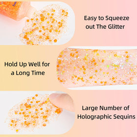 MEICOLY applied on cheek highlighting glitter gel for high-impact festival makeup