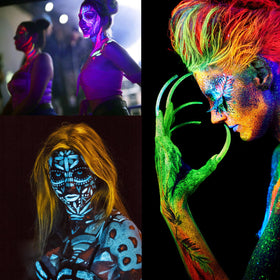 MEICOLY face application portrait demonstrating bright glowing festival makeup