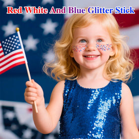 MEICOLY glitter on cheek and temple for parade-ready accent