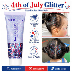 MEICOLY close-up of red white blue sequins reflecting light for vibrant sparkle