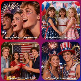 MEICOLY face application on cheek and temple highlighting camera-friendly patriotic accents